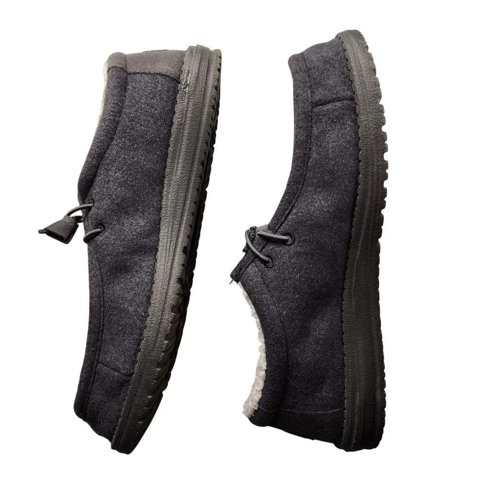 HEYDUDE Wally Warmth Mens 10 Charcoal Sherpa Lined Slip On Casual Shoes Gray
